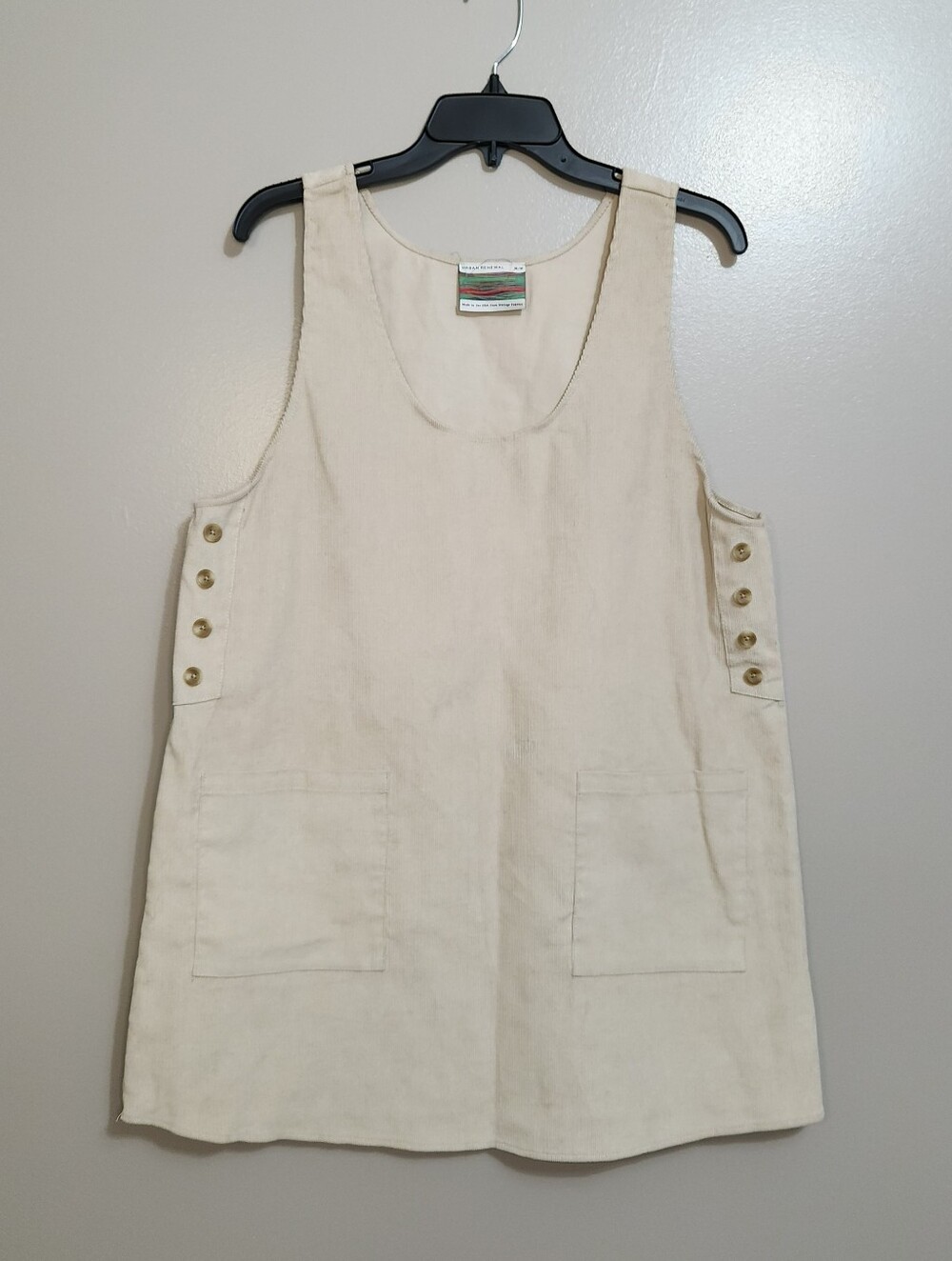 Urban Renewal Cream Sleeveless Corduroy Shift Dress Size Medium